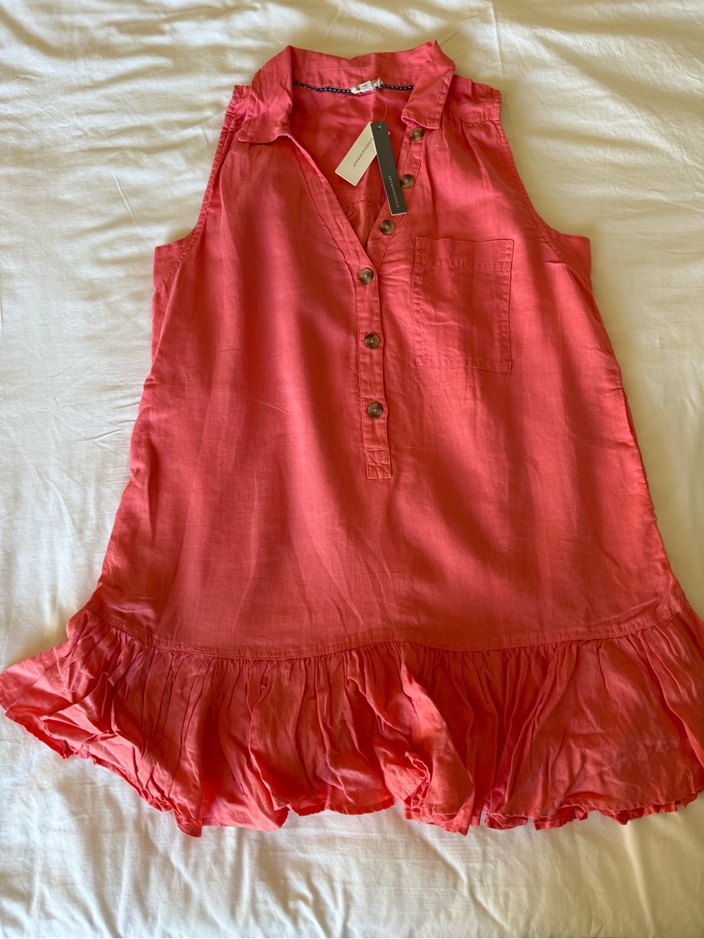 Anthropology Pilcro Coral Button-Front Sleeveless Dress